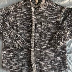 H&M Oversized Black and White Textured Shirt Jacket